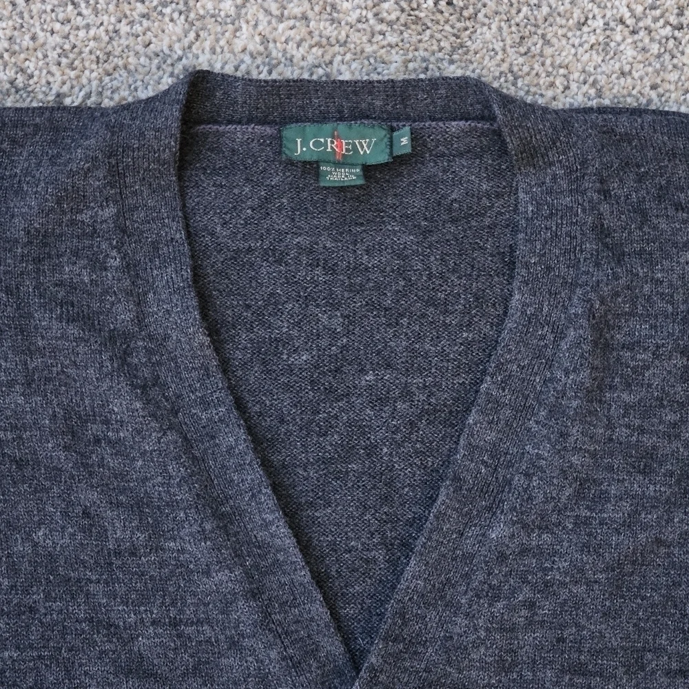 Vintage J. Crew Oarsman 100% Merino Wool Cardigan Gray Sweater Men's Size Medium